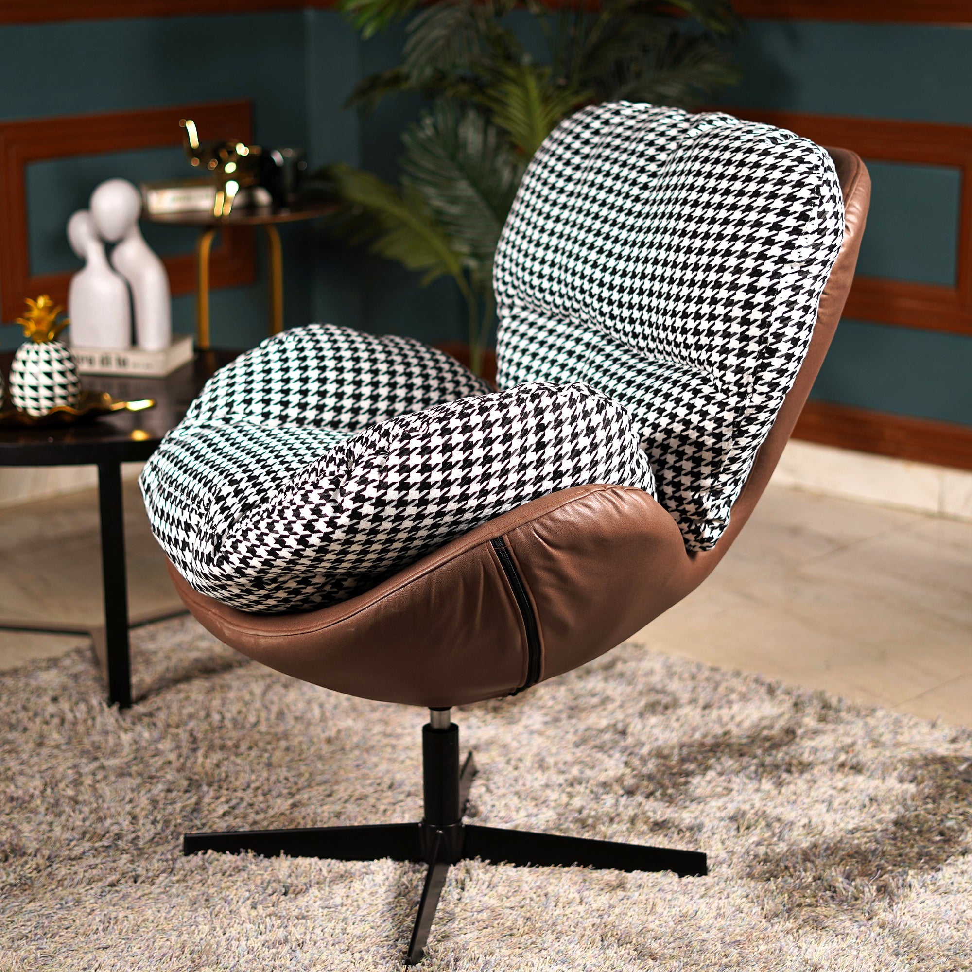 Espresso Marble Swivel Lounge Chair - The Artment