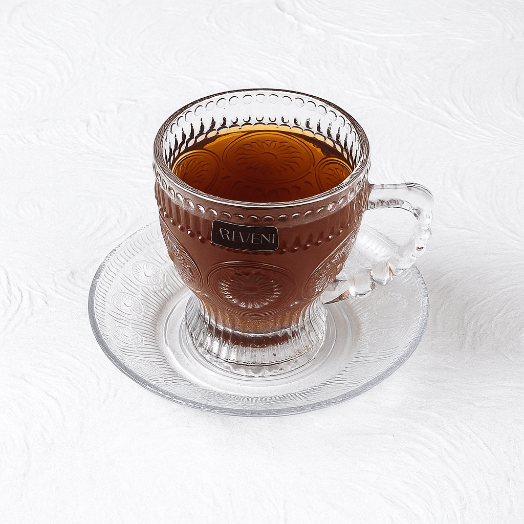 Mandala Dreams Glass Cup and Saucer Set (Set of 6) - The Artment