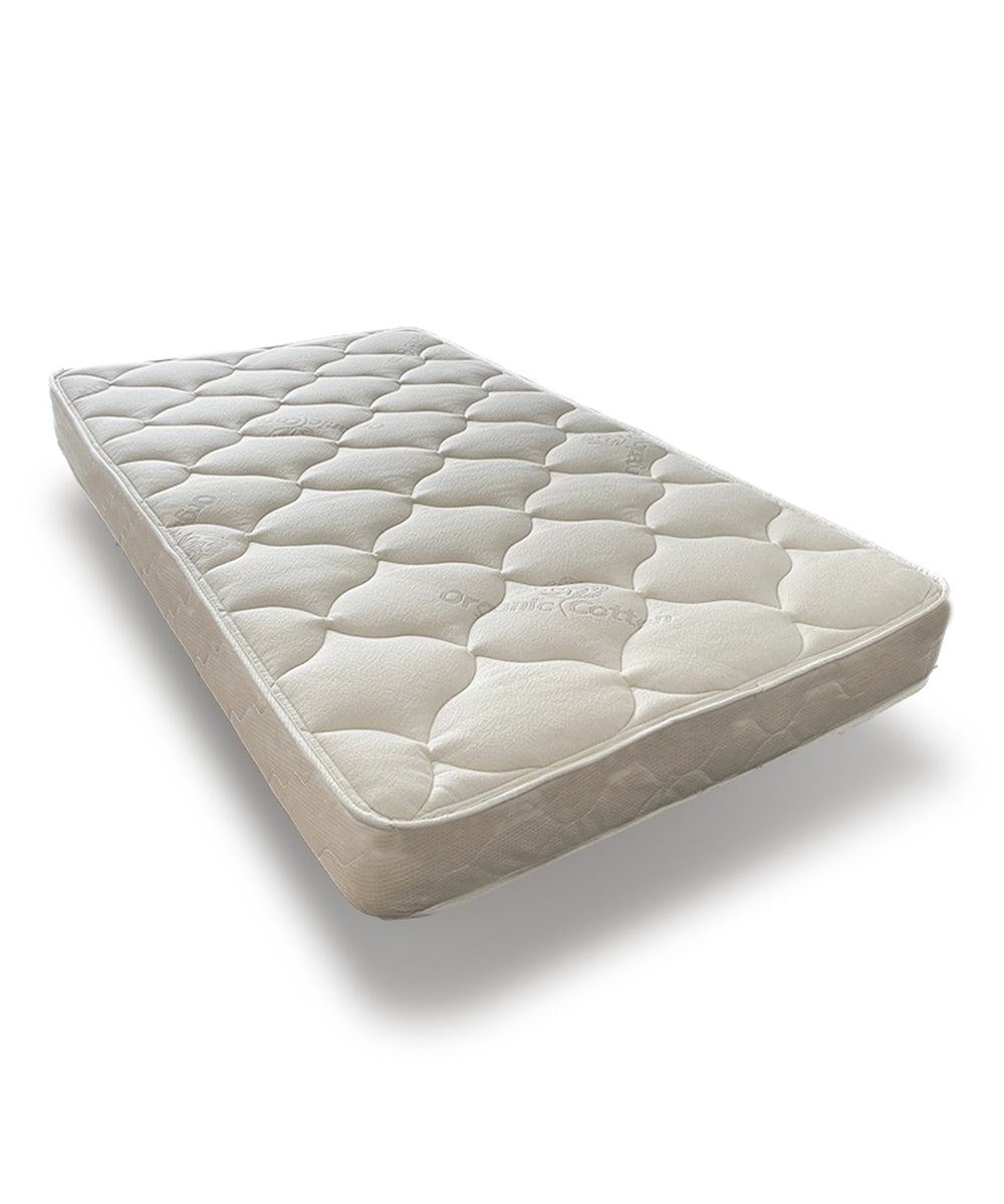 A Dual Firm Twin-Size Mattress, quilted, on a white background.