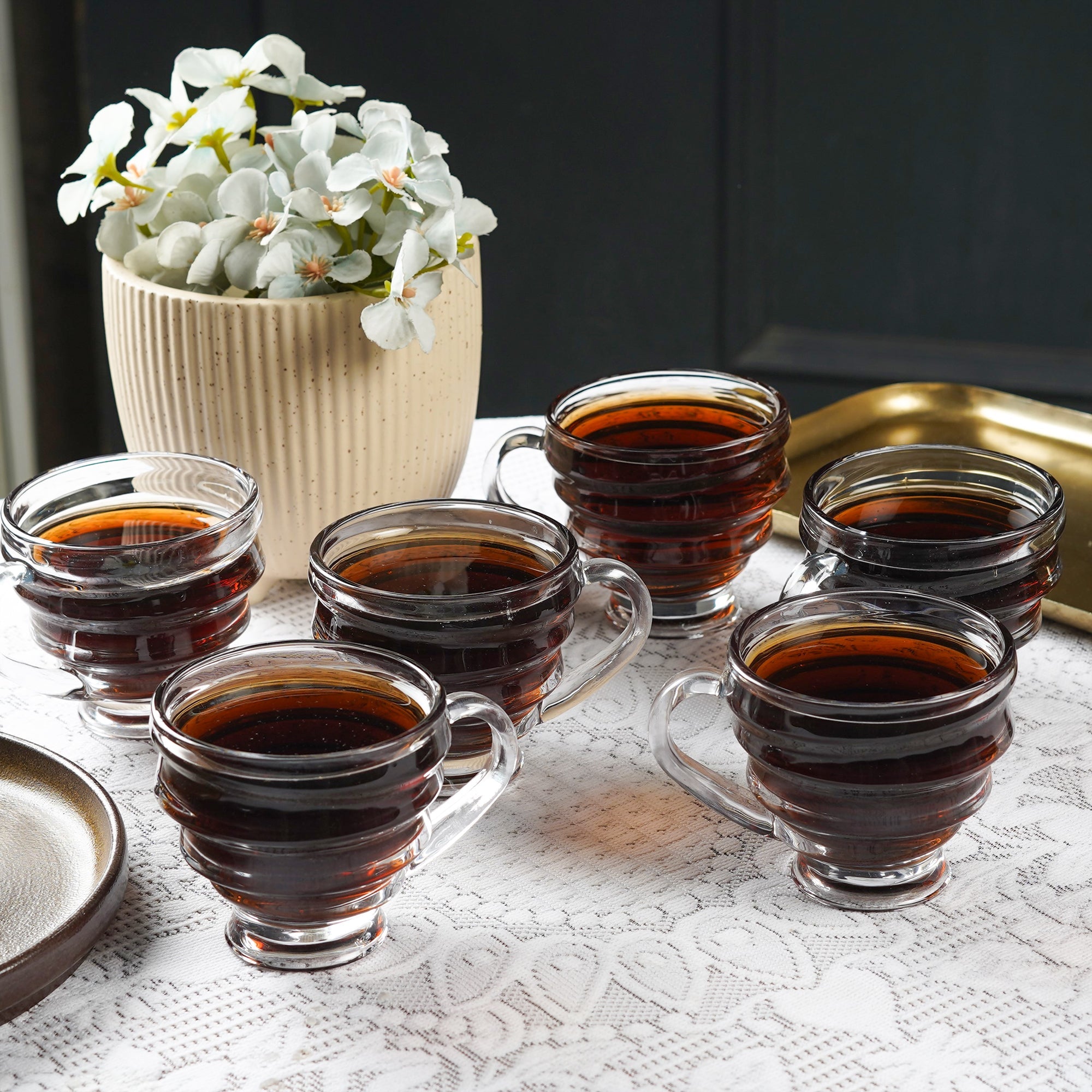 Minimalist Clear Crinkled Teacups (Set of 6) - The Artment