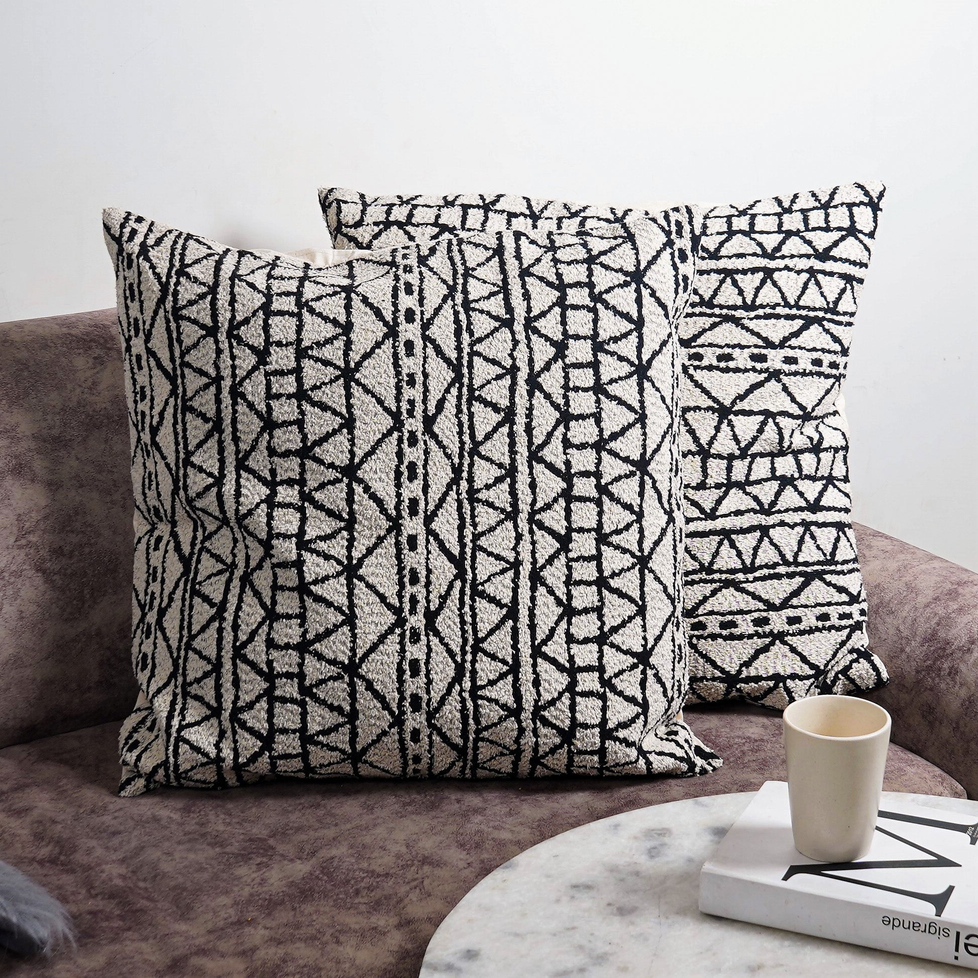 Nordic Chenille Geometric Jacquard Cushion Cover (Set of 5) - The Artment