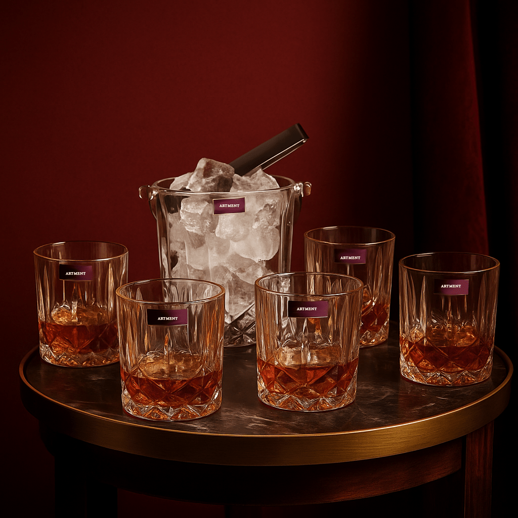 The Crystal Frost Set (1 Ice Bucket + 6 Whiskey Glasses) - The Artment