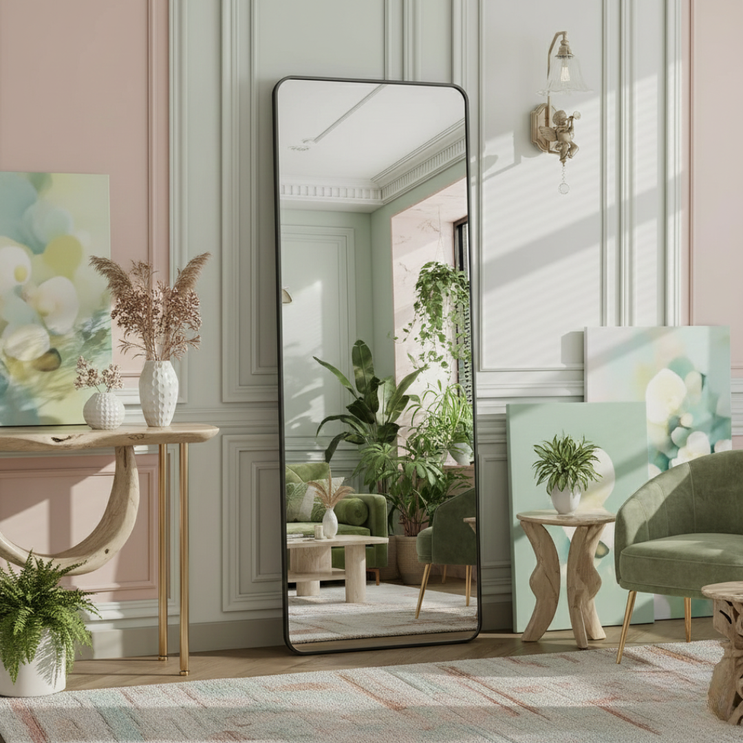 Vista Frame Floor Mirror - Black