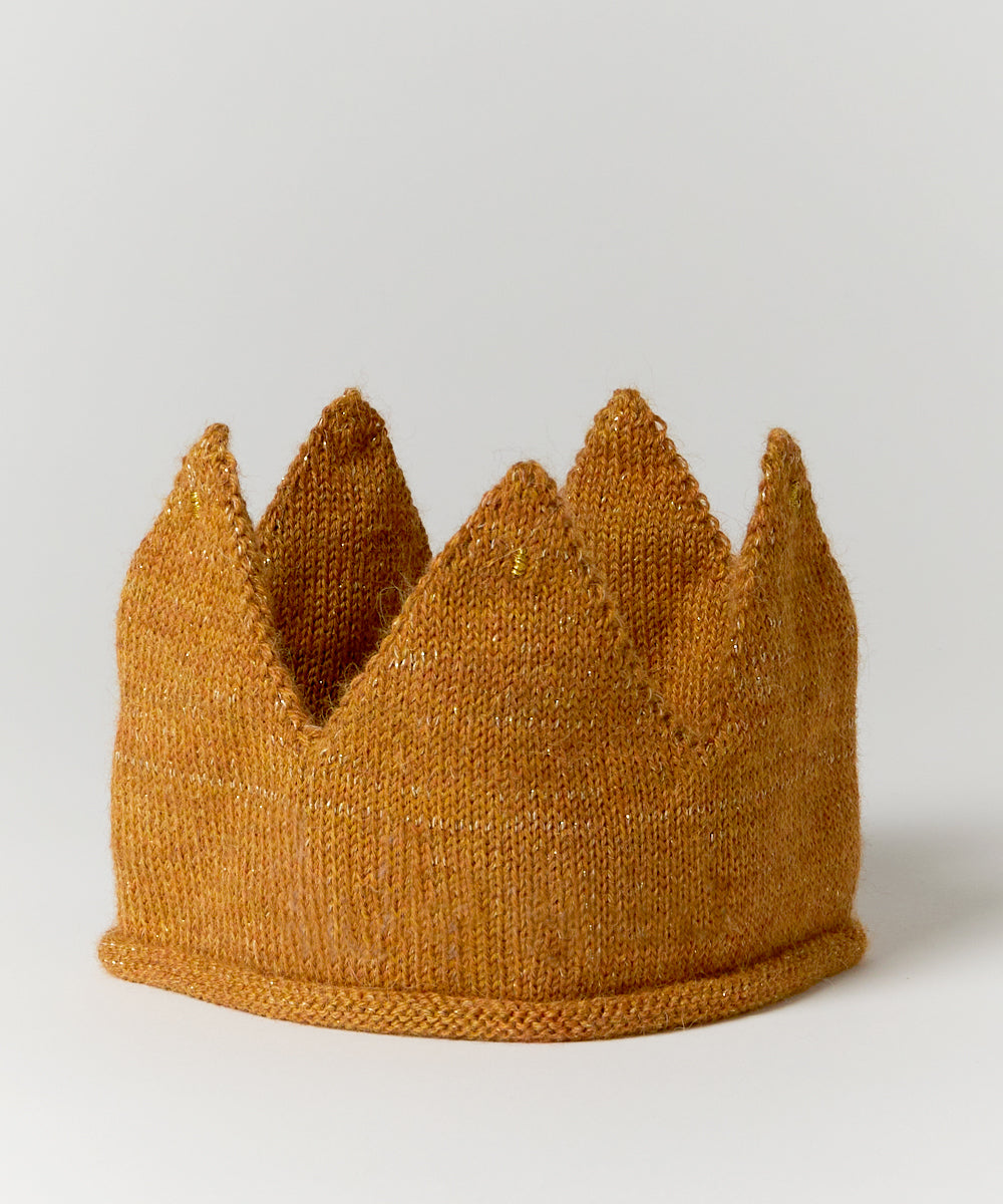 Gold Crown with pointed tips against a plain background.