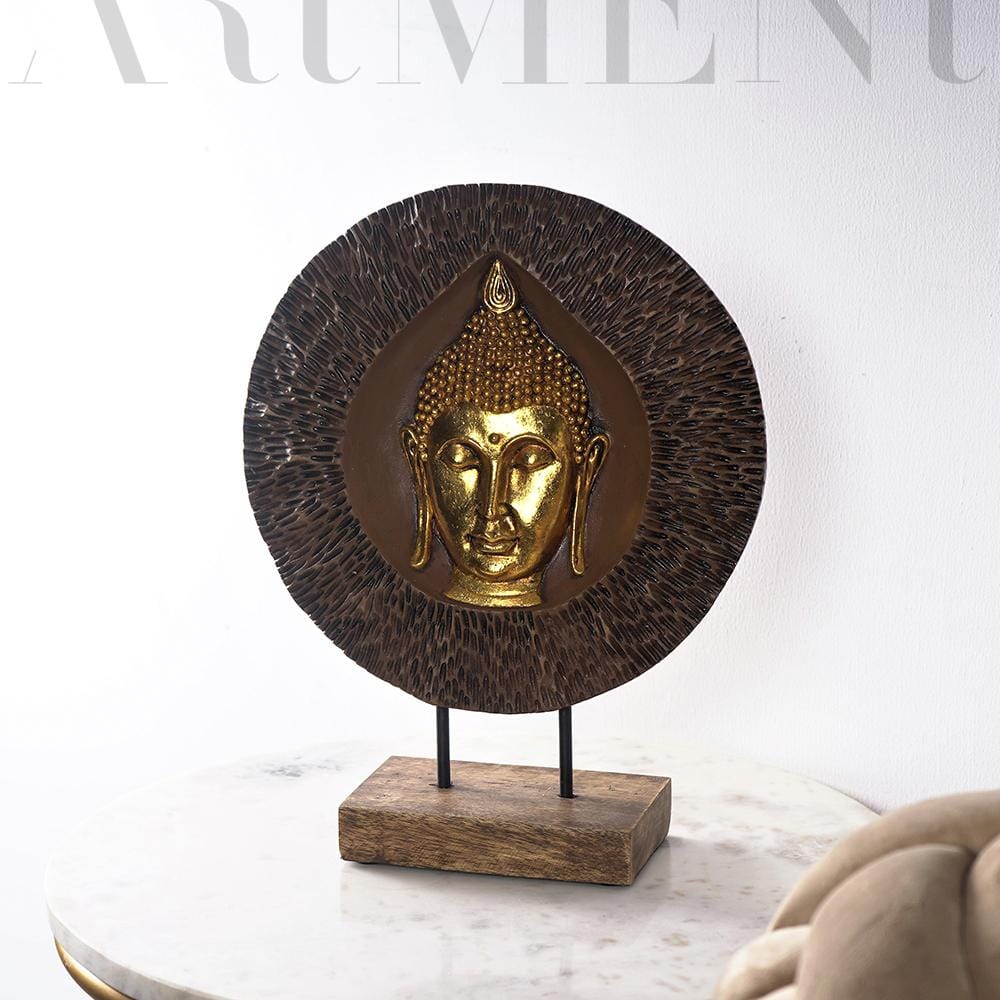 Rustic Divine Leaf Buddha Engraving Table Accent - The Artment